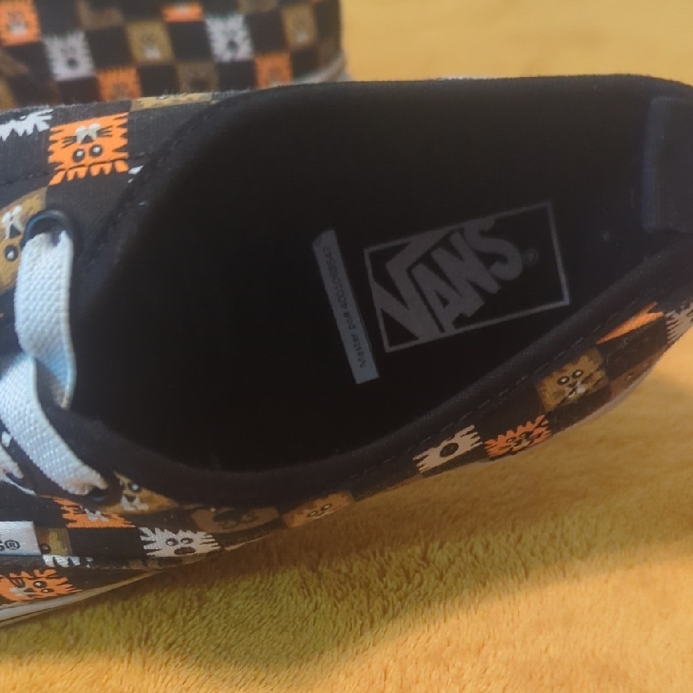 Vans Kids' Black and Orange Checkered Sneakers - Picture 3 of 8